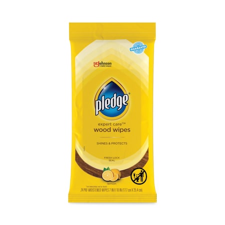 Pledge Lemon Scent Wet Wipes, Cloth, 7 x 10, White, 24PK 319250PK